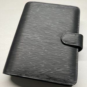 Cloth and Paper Small Agenda Cover in Black Contoured Leather